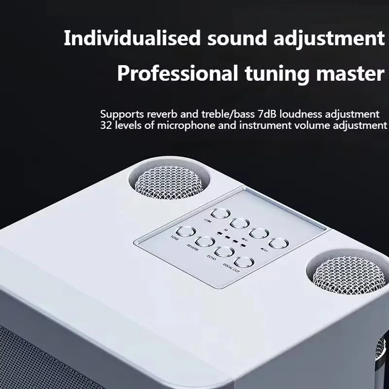 VIKEFON Karaoke Machine With 2 Wireless Dual Microphones Portable Boombox AUX TF Card U Disk Player Voice Changer For Party