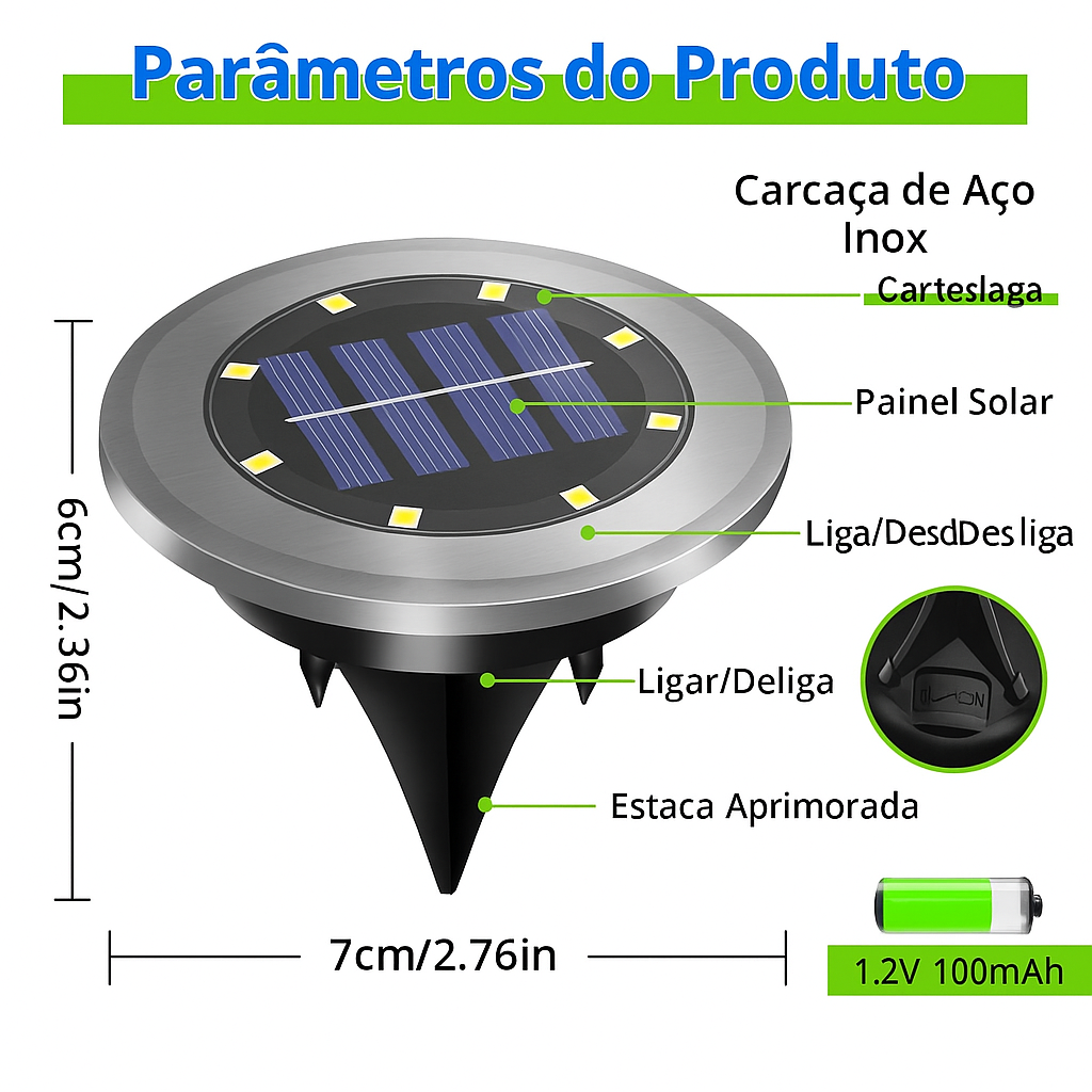 luzes solares de solo, LED, à prova d'água