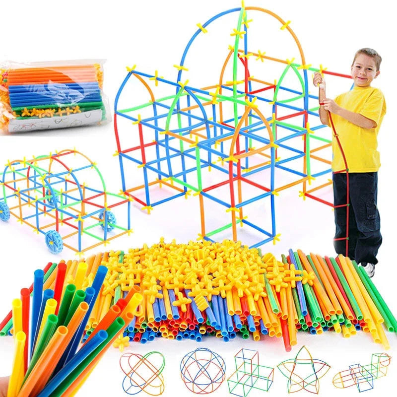 Kit de Montagem com Canudos e Conectores Coloridos!