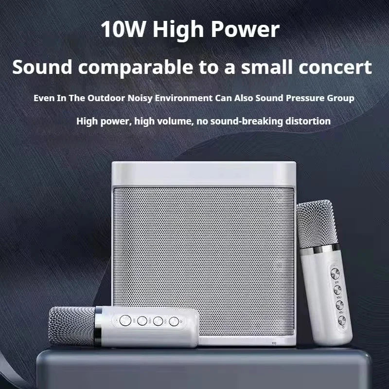 VIKEFON Karaoke Machine With 2 Wireless Dual Microphones Portable Boombox AUX TF Card U Disk Player Voice Changer For Party