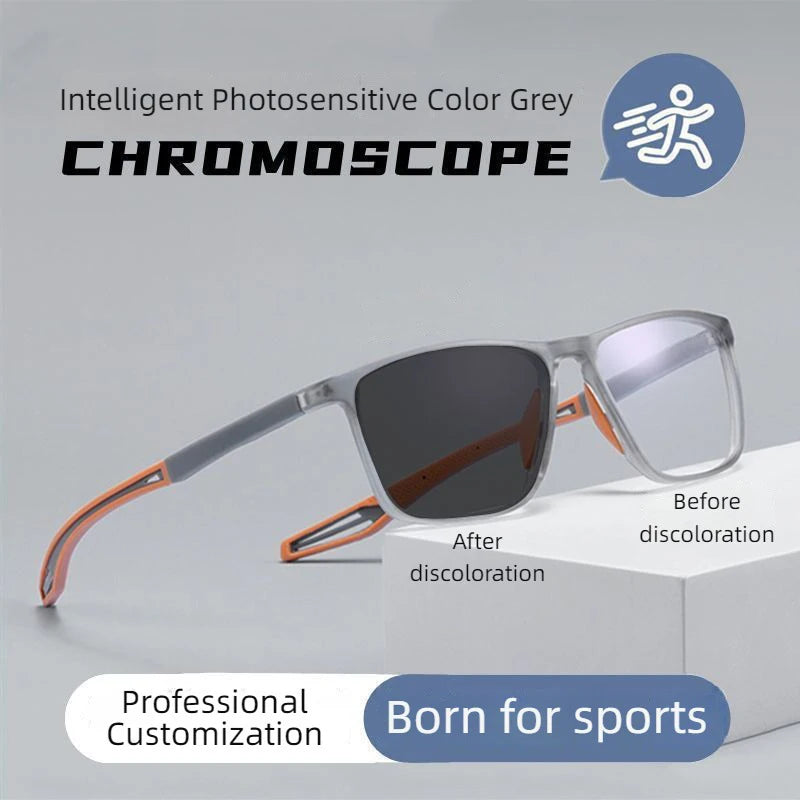 Fashion Square Photochromic Sunglasses Men Women Luxury Ultra Weight TR90 Anti Blue Light Sun Glasses Outdoor Chameleon Shades